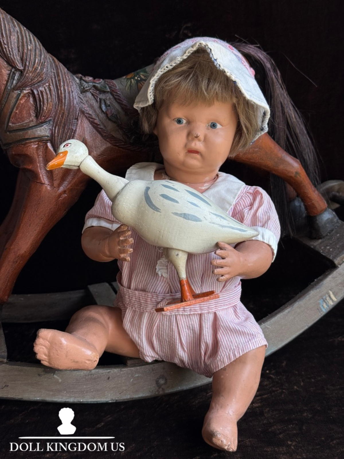 Antique American 14.5” Schoenhut Wooden Baby Doll