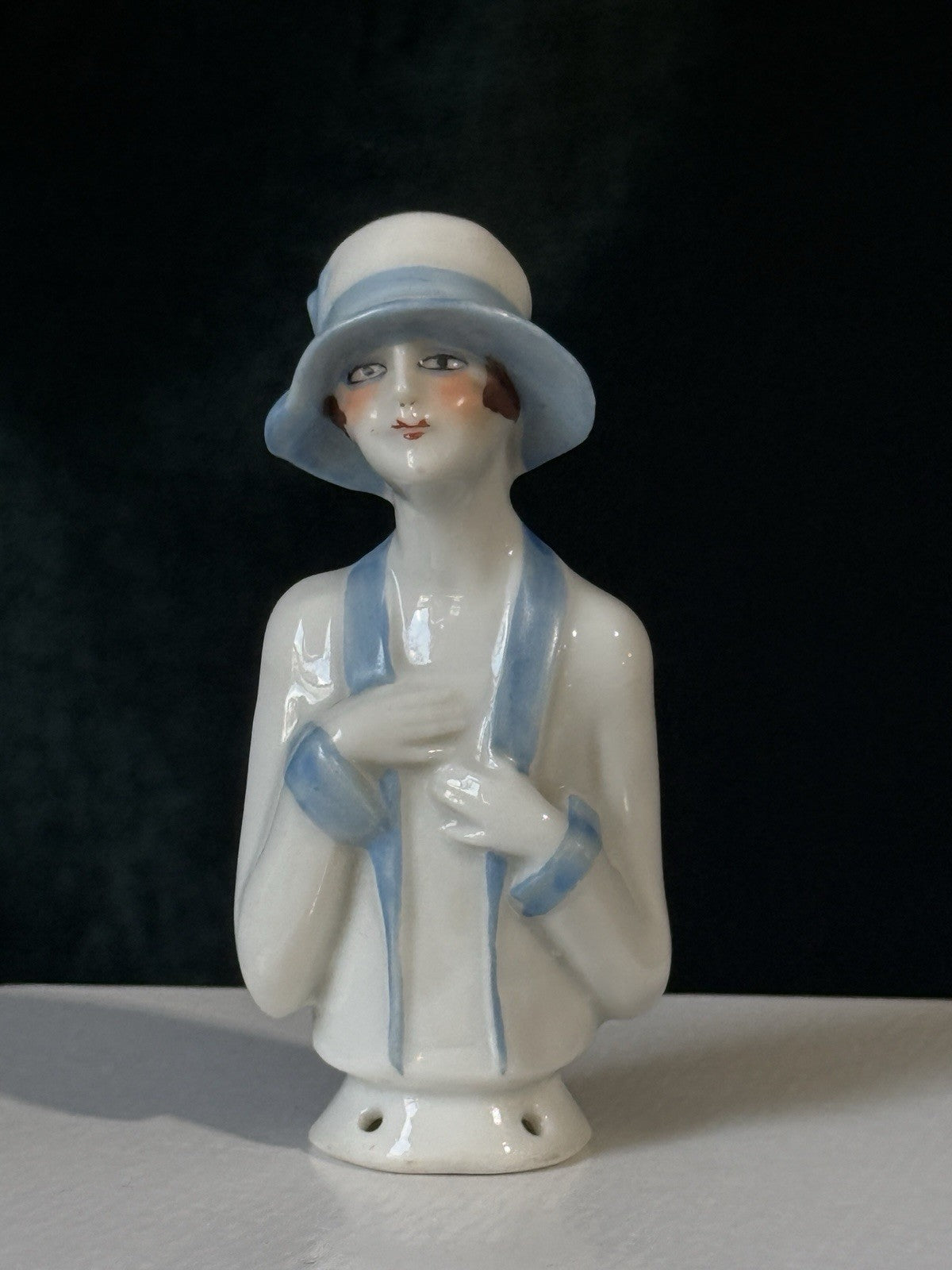 Lot Of 4 German Art Deco Flapper Pin Cushion 4” Half Dolls Arms Attached