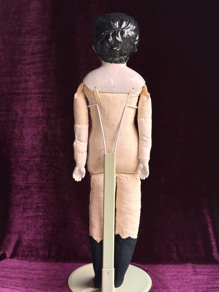 Rare Large Antique German 24” Brown Eyes China Shoulder Head Boy Doll