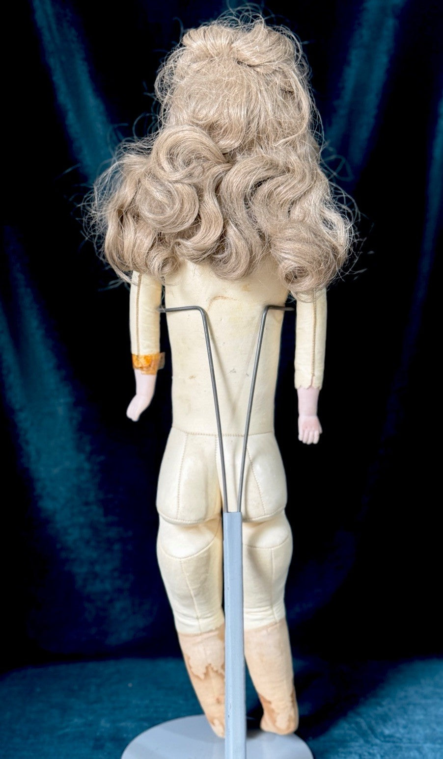 Unidentified Mold 21 7 Dep Antique German 20” Doll Bisque Head Leather Kid Body