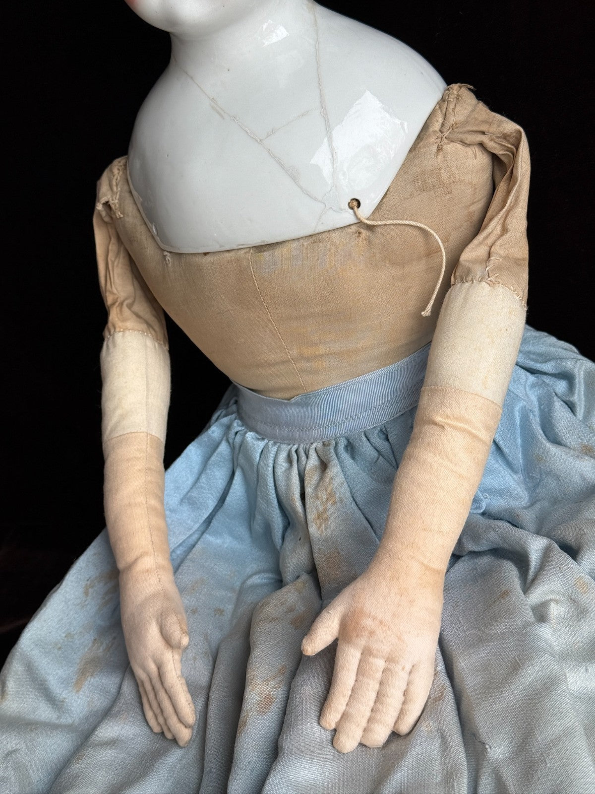 Rare Large Antique German 28” Dolly Madison China Head Doll