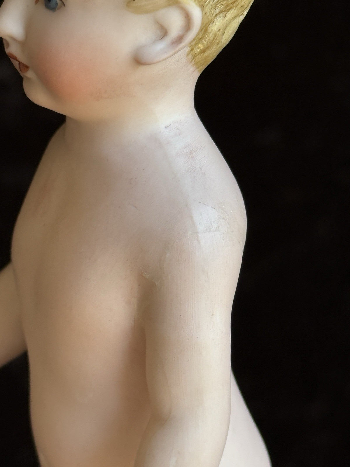 Antique German Bisque Miniature Large 6.5” Frozen Charlie Doll