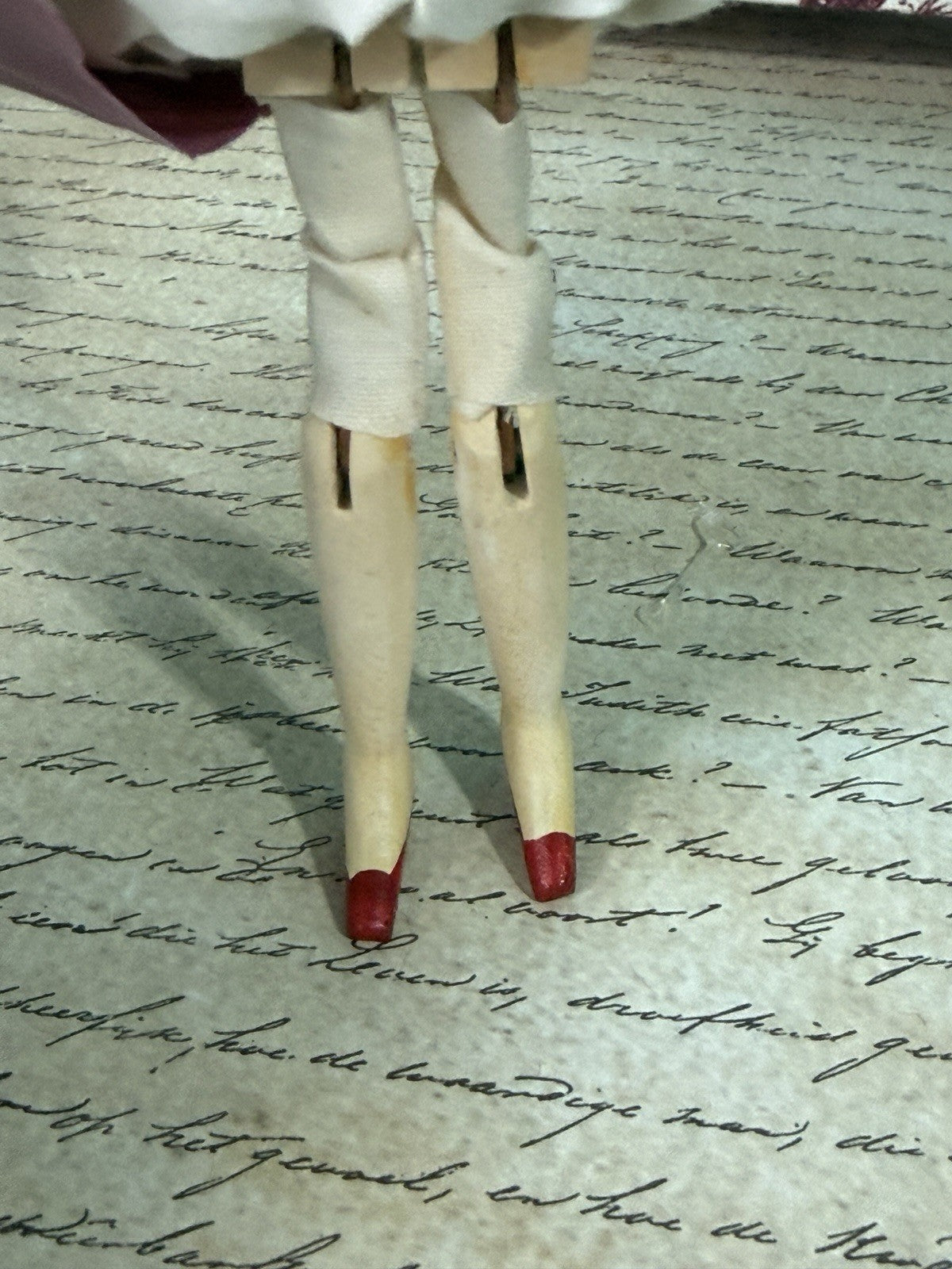 Vintage 1991 Collectible UFDC Artist Judy Brown Carved Wood Peg 6” Doll in Shoe