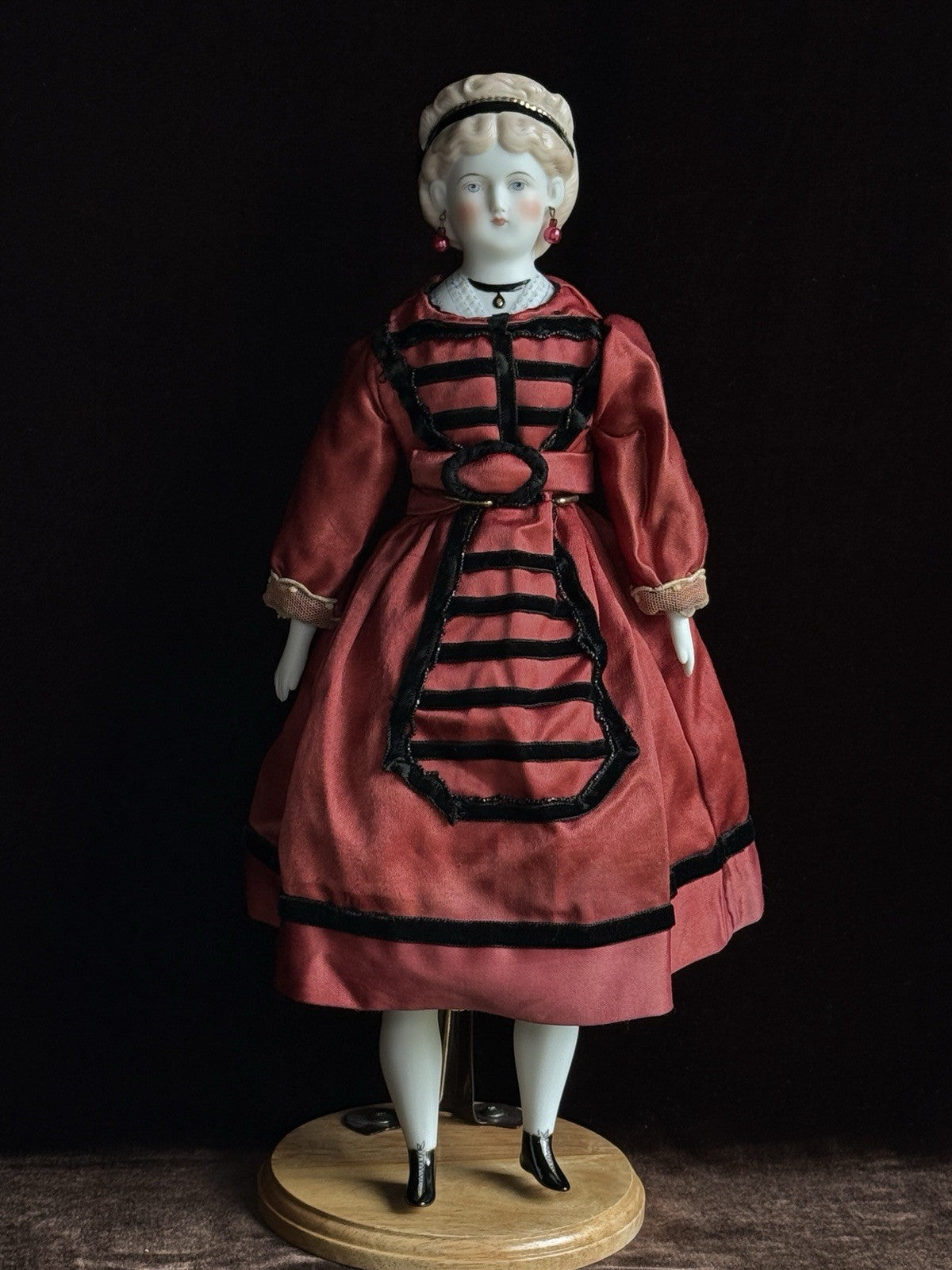 Vintage ‘47 Porcelain 15.5” Emma Clear Parian China Fashion Doll Pierced Ears