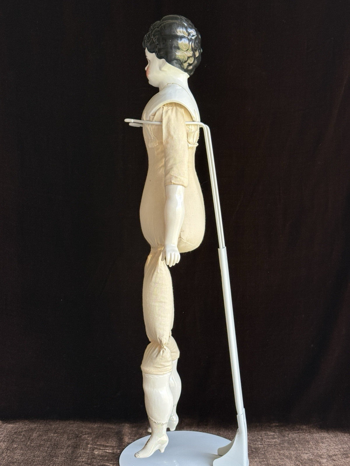 Antique German Hertwig 24” Lowbrow China Head Doll
