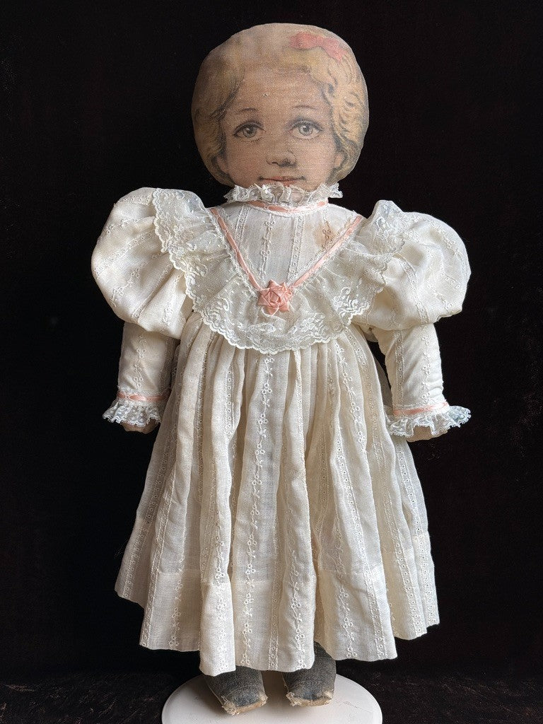 Antique Large 24” Art Fabric Mills Merrie Marie Lithograph Cloth Rag Doll