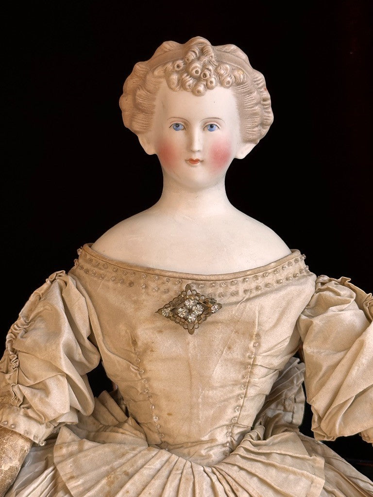 Antique German 18” Countess Dagmar Parian Bisque Head China Doll