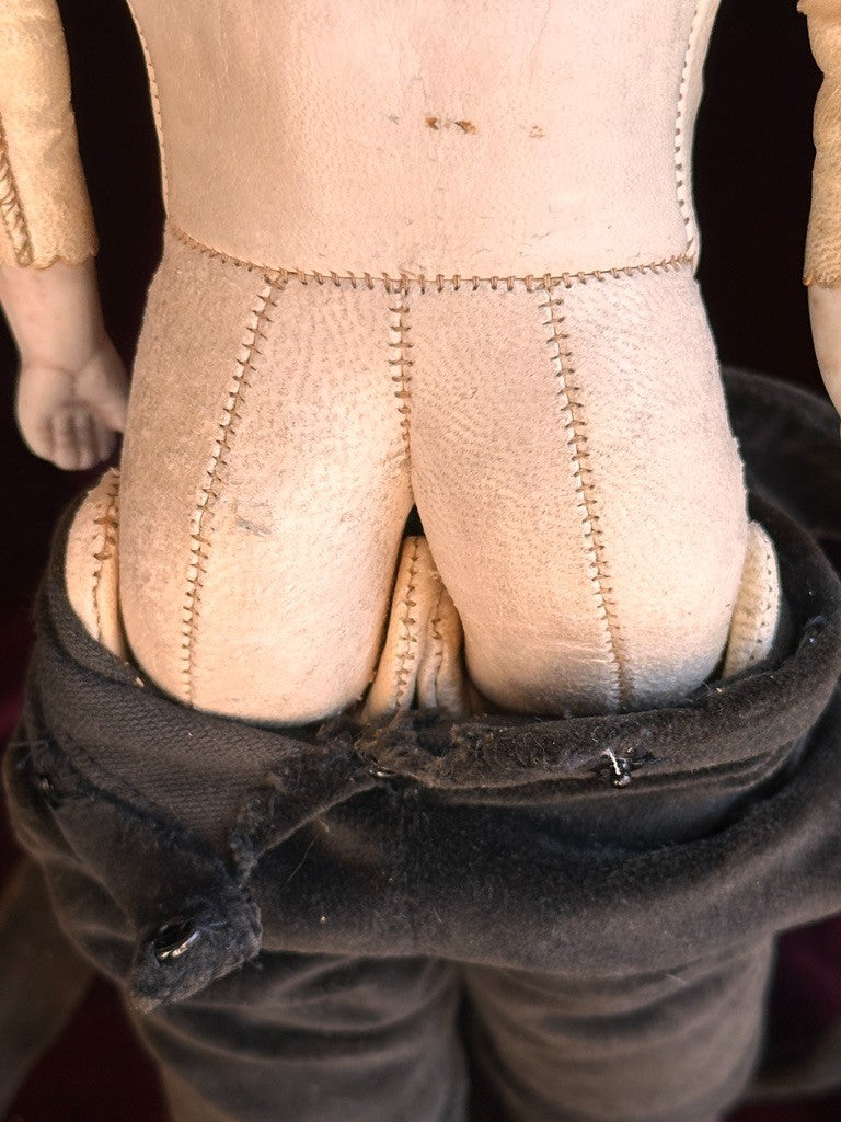 Antique German 14” Gebruder Heubach Pouty Bisque Shoulder Head Boy Doll