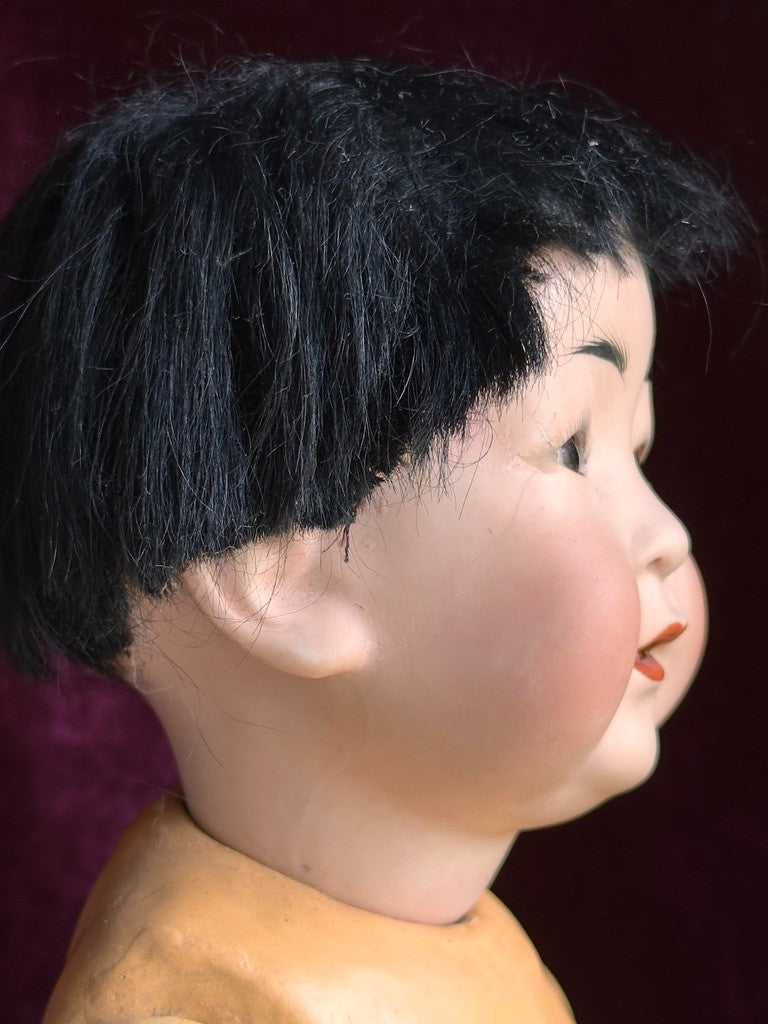 Antique German JDK Kestner 243 Asian Oriental Bisque Baby Doll Composition Body
