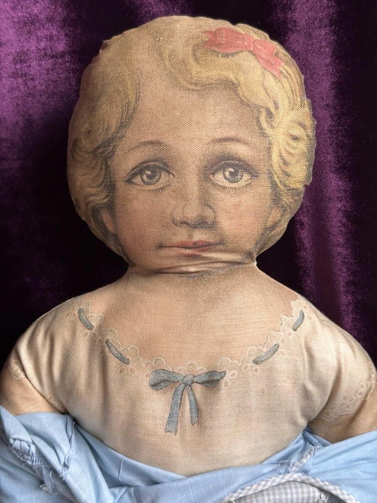 Antique Large 25” Art Fabric Mills Merrie Marie Lithograph Cloth Rag Doll
