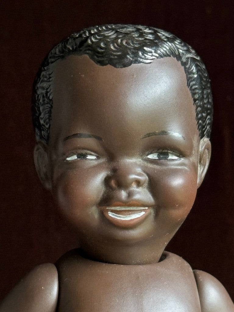 Vintage 9.5" All Porcelain Dark Complexion Girl Doll