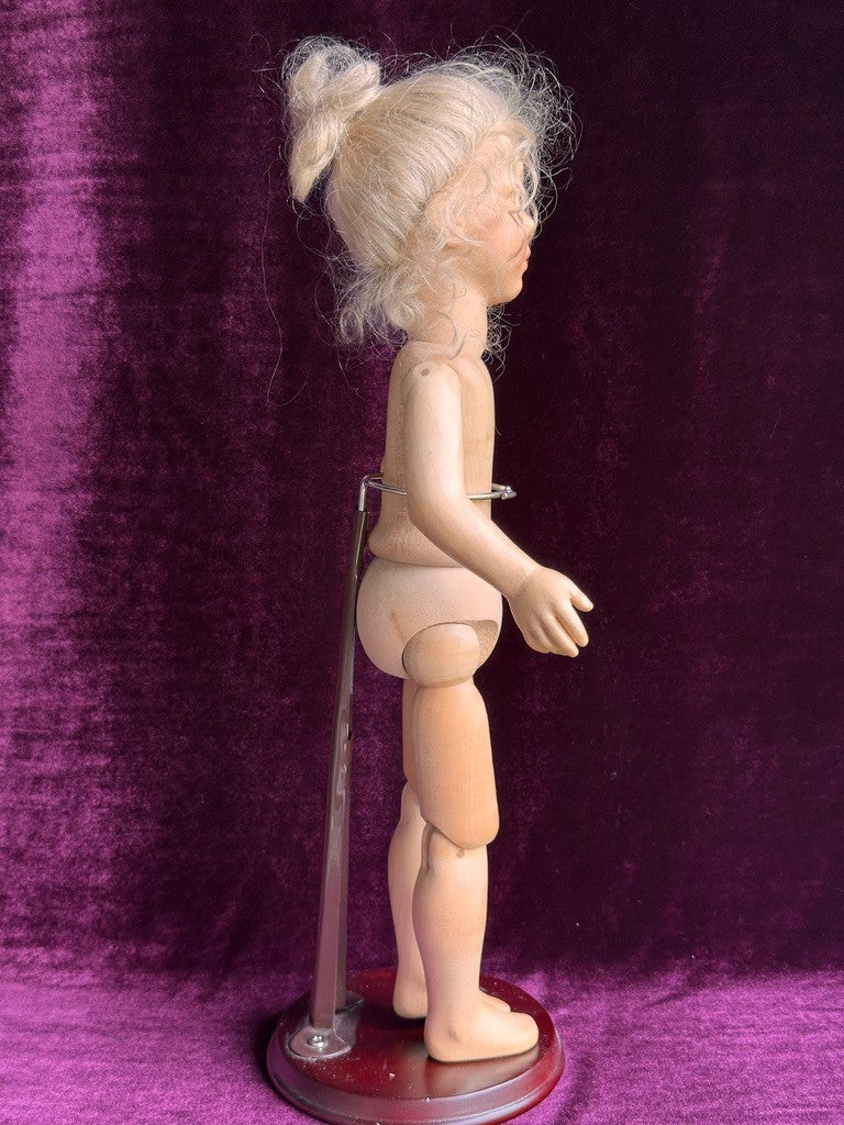 OOAK 1987 Collectible 17" Jointed Wooden Doll by German Artist Regina Sandreuter