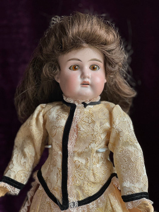 Antique German 18" Edmund Steiner marked EUSt Bisque Head Composition Body Doll