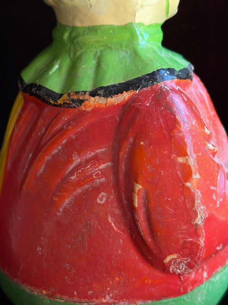 Large Antique American 15” Schoenhut Papier Mache Roly Poly Clown Toy
