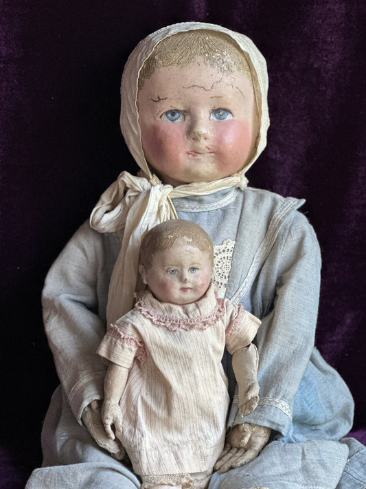 Huge 27” Antique American Martha Chase Oil Painted Cloth Baby Doll