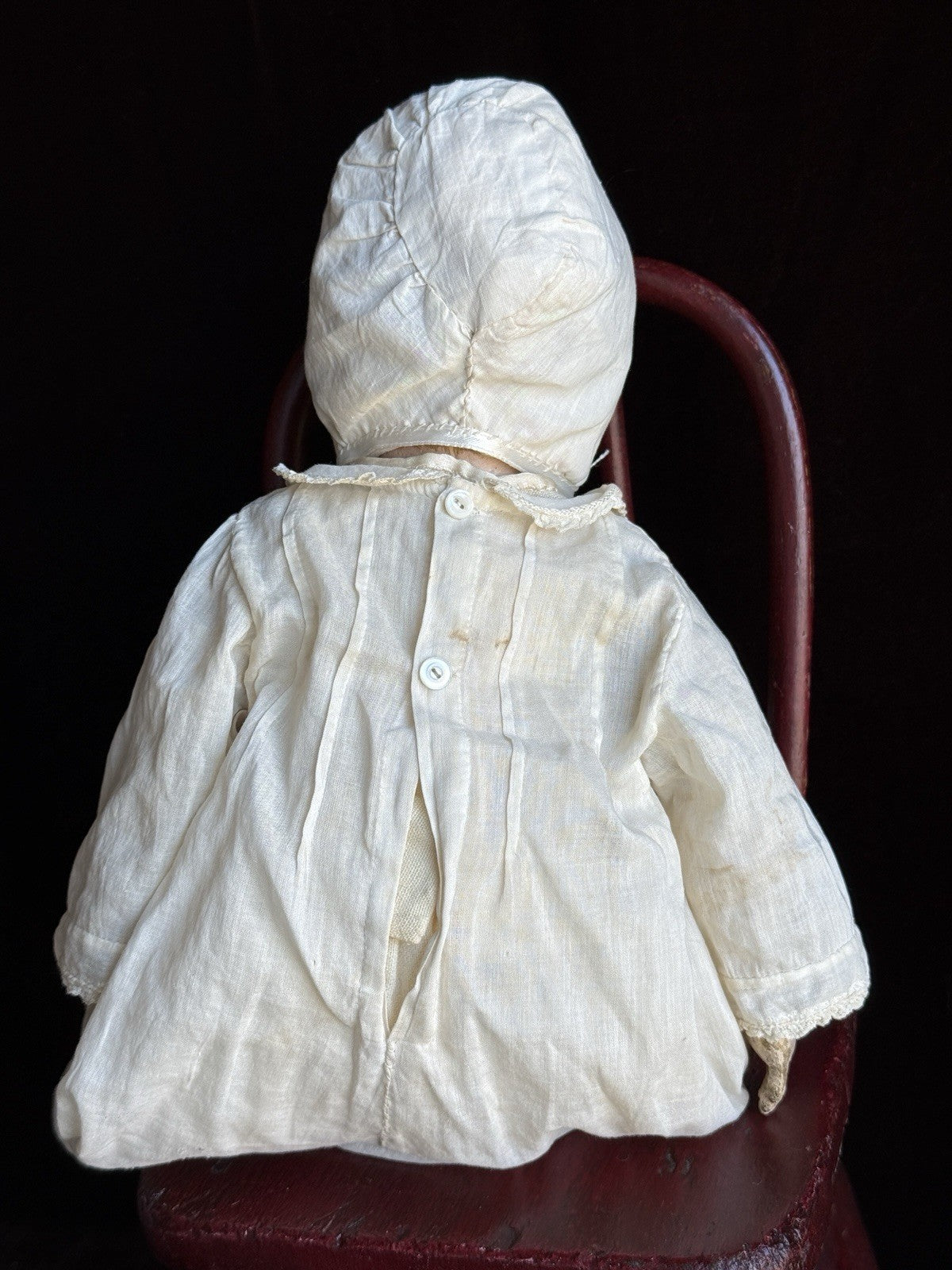 Antique American Martha Chase 15.5” Oil Painted Cloth Baby Doll