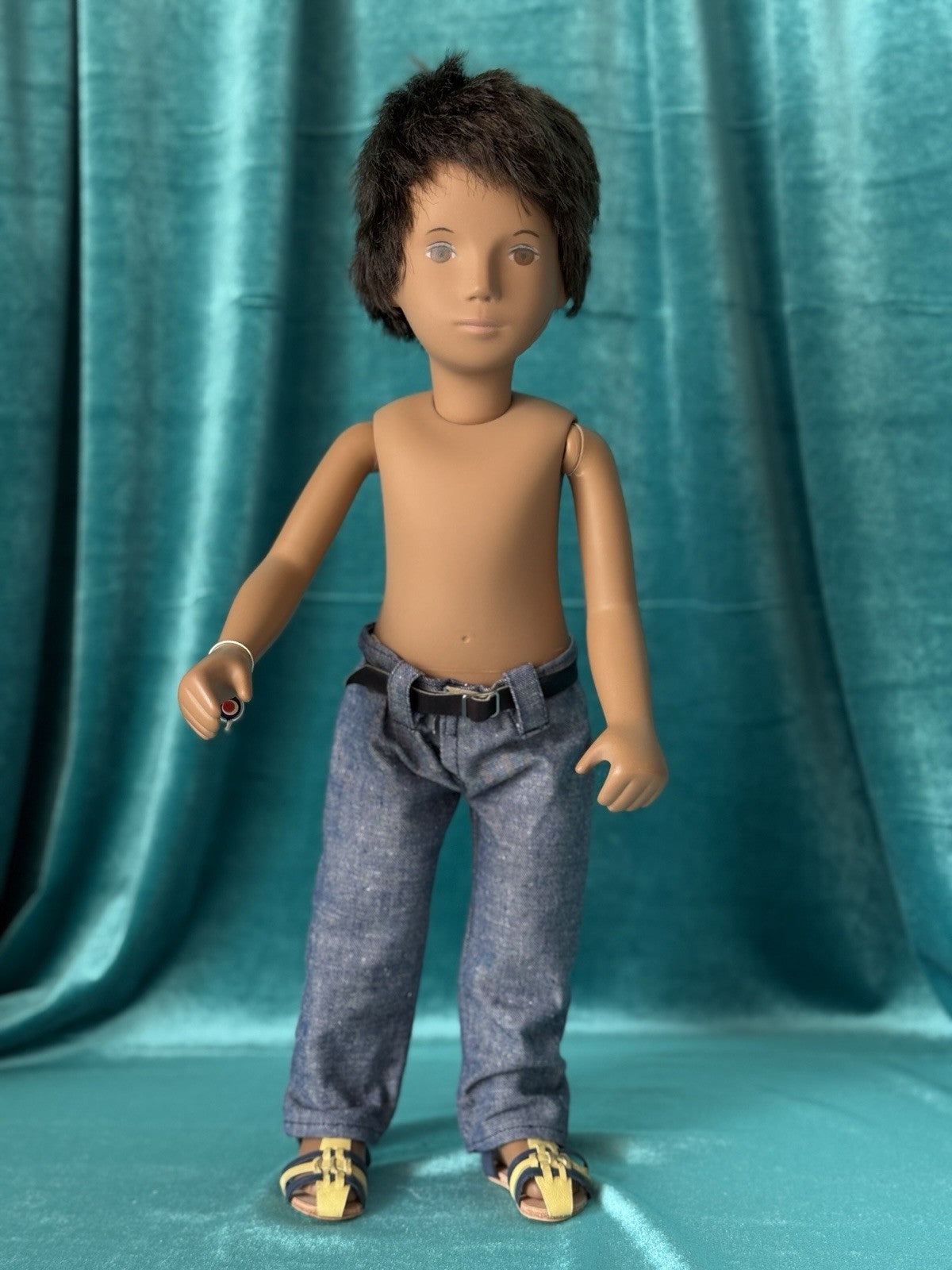 Collectible England Vinyl Brunette Gregor Boy Doll; Native American New Outfit