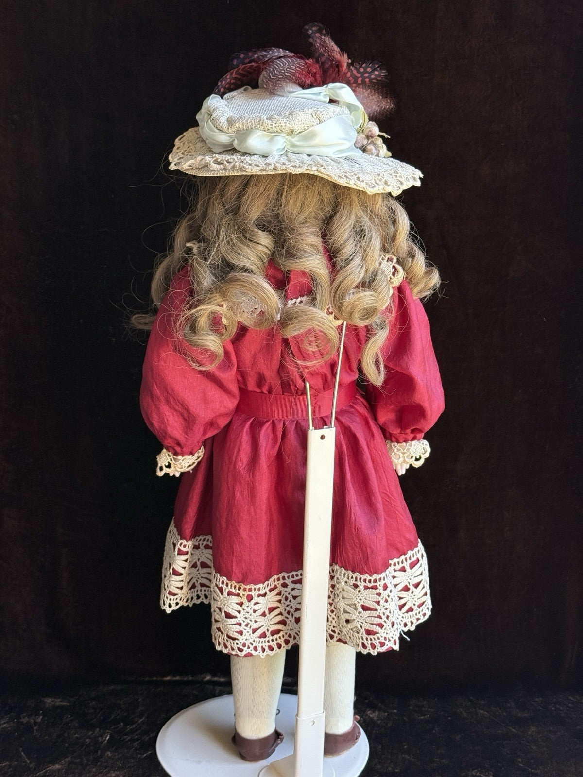 Antique German 23” Armand Marseille 370 Bisque Shoulder Head Leather Body Doll