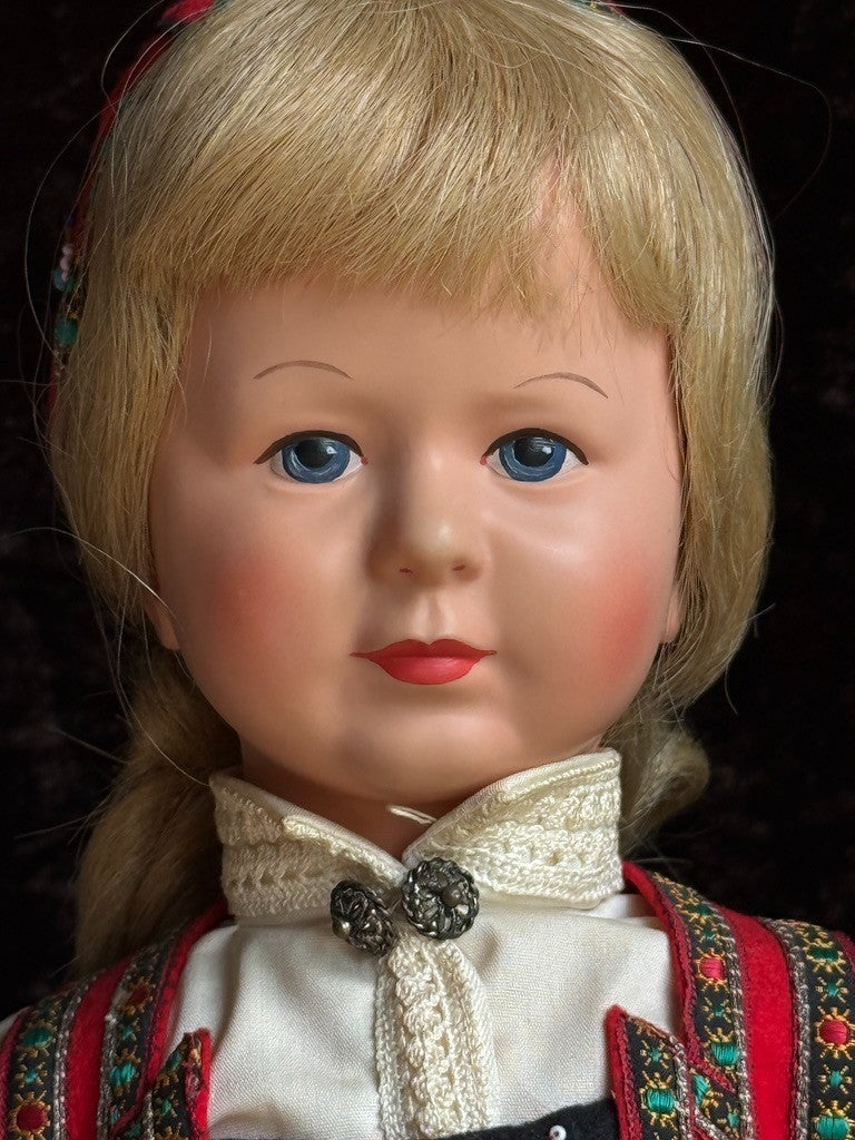 Lot of 2 Vintage Norwegian Ronnaug Petterssen Celluloid and Felt Dolls