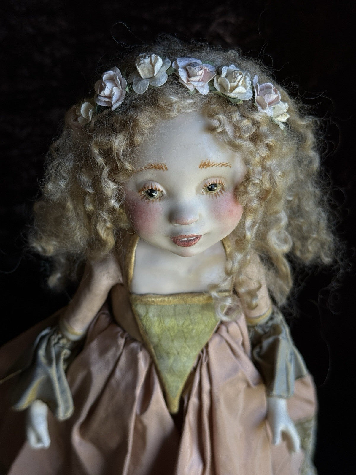 OOAK Collectible 15” Judith & Lucia Friedericy Wax Over Porcelain Doll