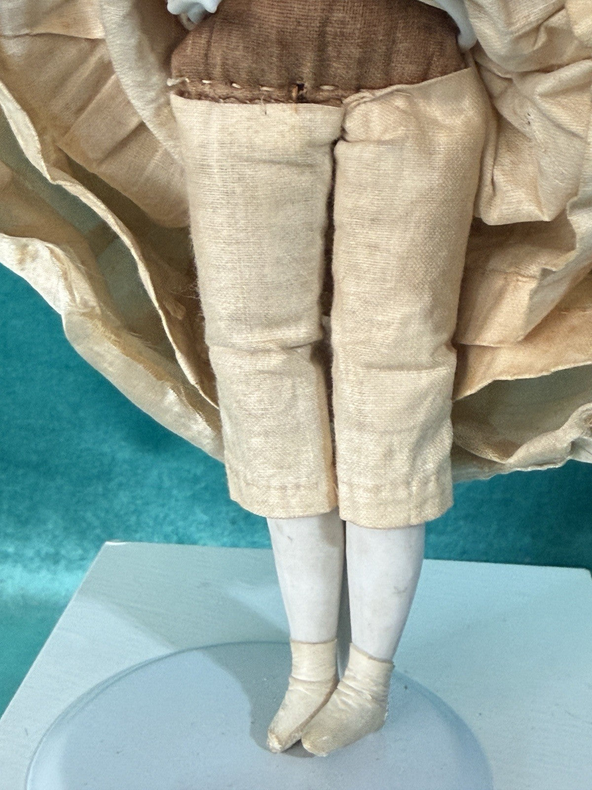 Antique German 8.25” Bisque Cloth Miniature Dollhouse Parian China Doll