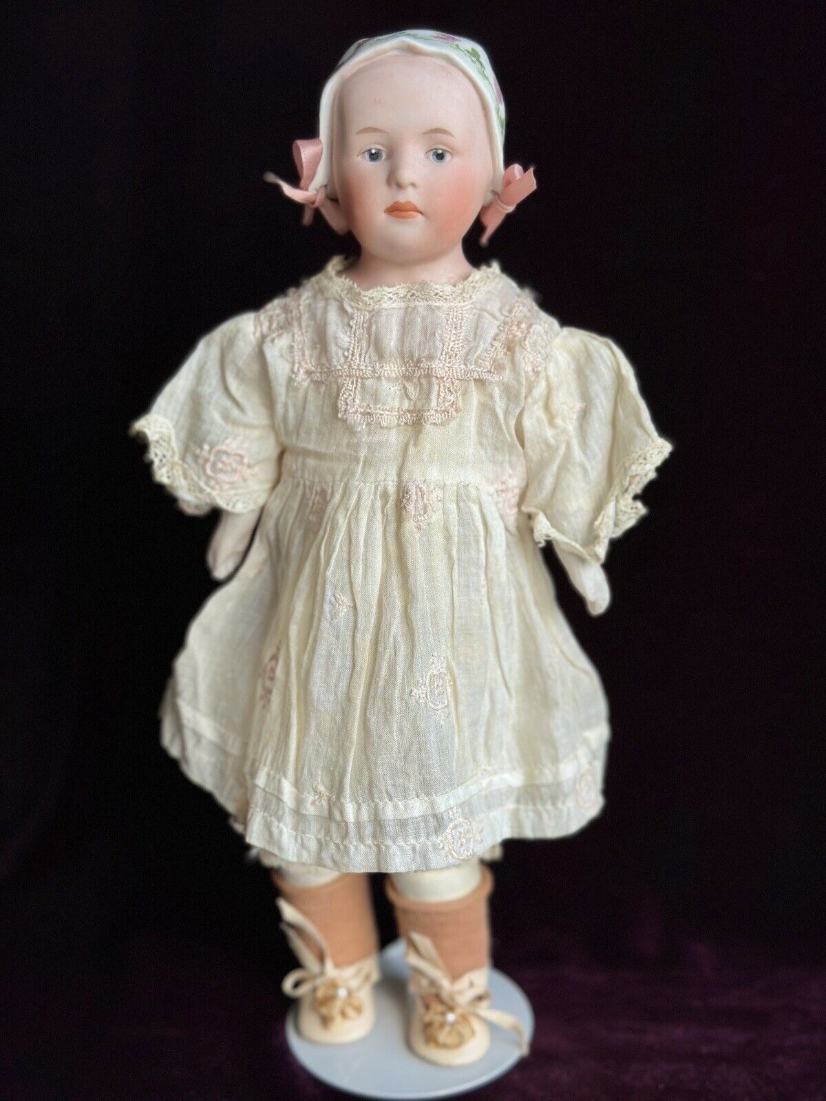 Antique German Gebruder Heubach 8226 Baby Stuart Bisque Shoulder Head Doll