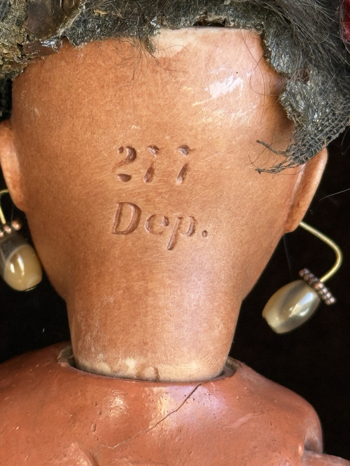 Rare Antique German 10.7” Bahr & Proschild 277 Dark Complexion Bisque Head Doll
