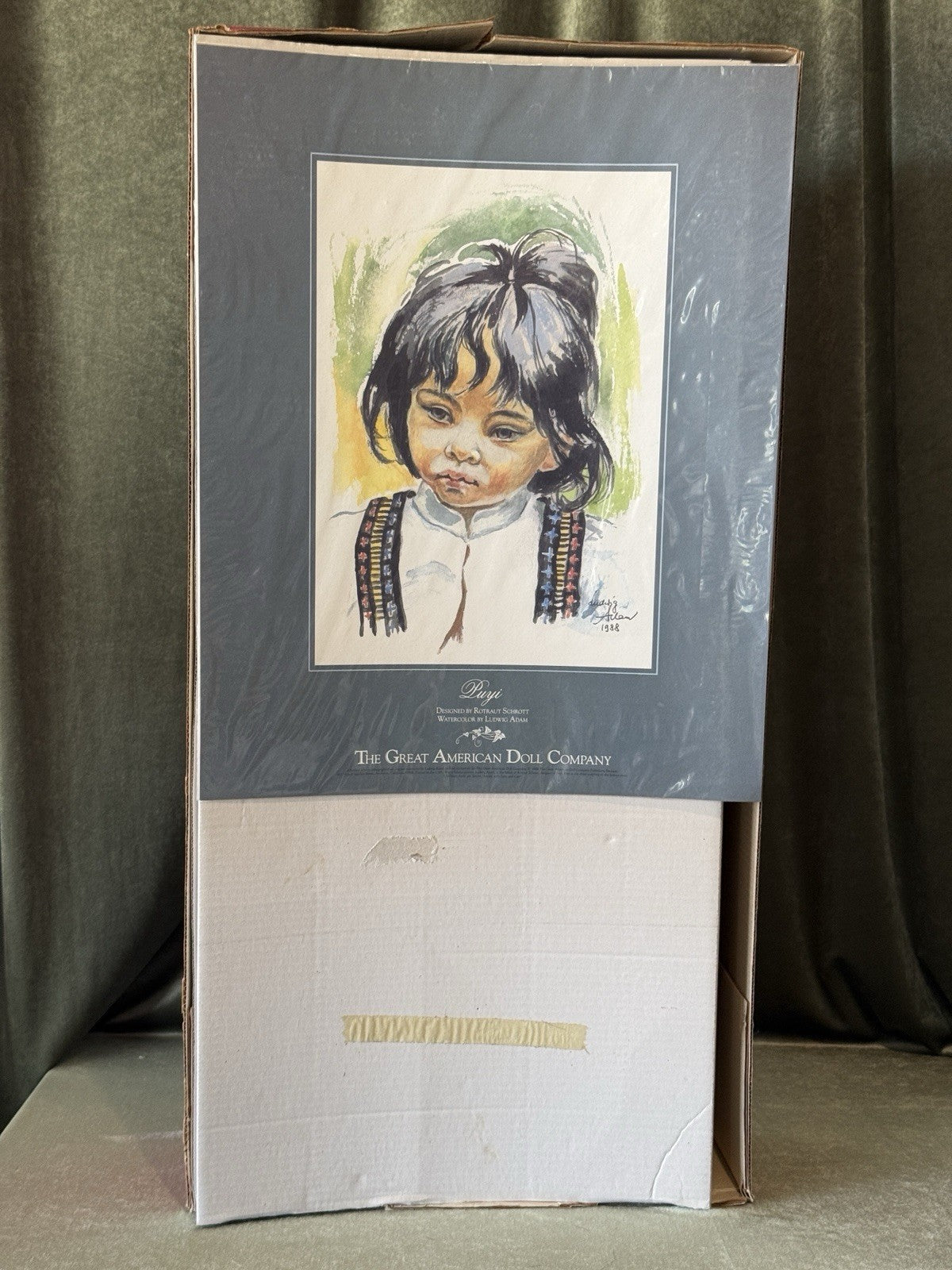 Rotraut Schrott Native American Indian 23” Vinyl Doll Puyi GADCO art print/box