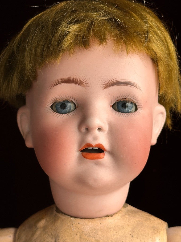 Antique German 25" Franz Schmidt 1295 Bisque Head Boy Doll