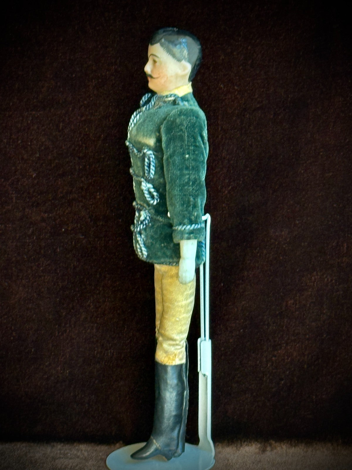 Antique German 7” Bisque Miniature Dollhouse Male Mustache Gentleman Doll