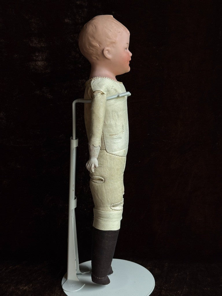 Antique German 12” Gebruder Heubach Bisque Shoulder Head Character Boy Doll