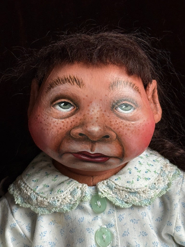 2 OOAK NIADA Artist Donna May Robinson Cloth Oil Painted Sisters Character Dolls
