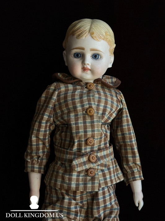 Rare Antique German 16” Gebrüder Kuhnlenz 19 26 Molded Hair Parian Bisque Doll