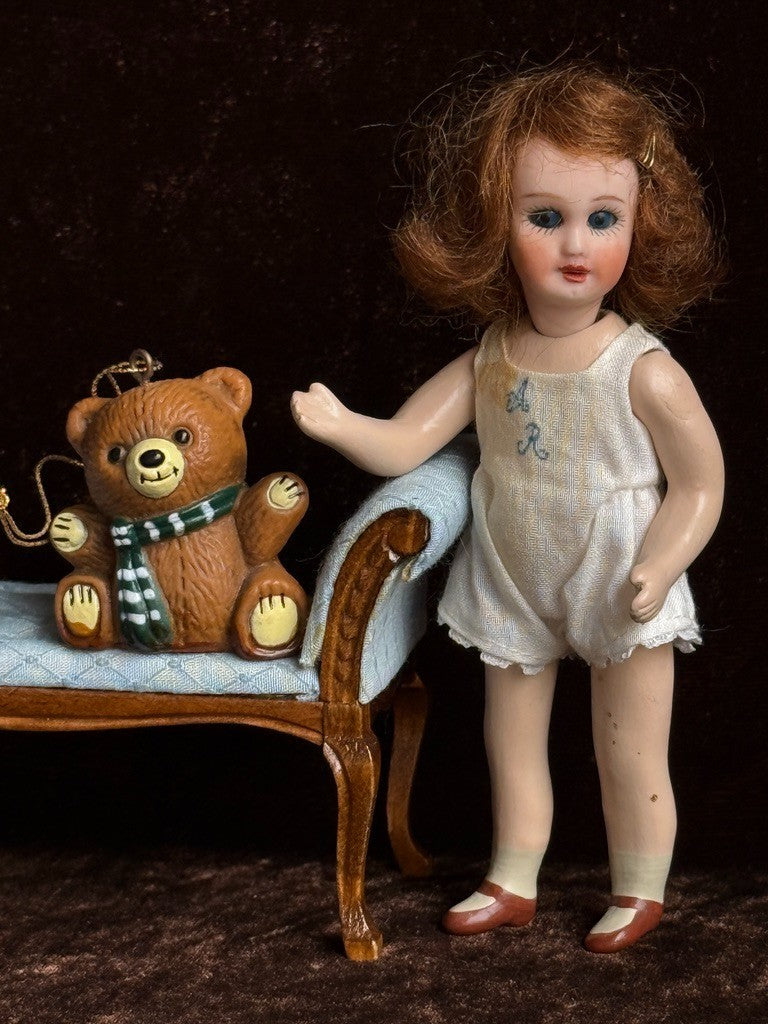 Miniature 4.5" Porcelain Composition Reproduction Antique French Dollhouse Doll