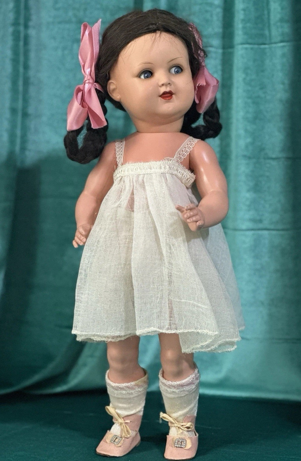 Antique German Koenig Wernicke Celluloid Flirty Eyes 18” Doll Original (?) Box