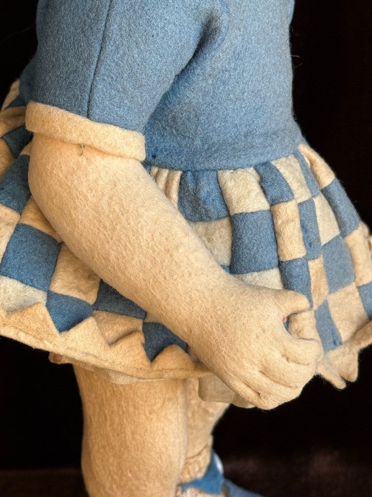 Vintage Italian 12” Lenci 111 Felt Cloth Character Girl Doll with Jump Rope