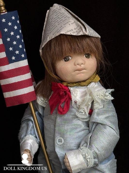 Vintage Handmade 11” Oil Painted Stockinette Cloth Doll by Artist Nancy Latham