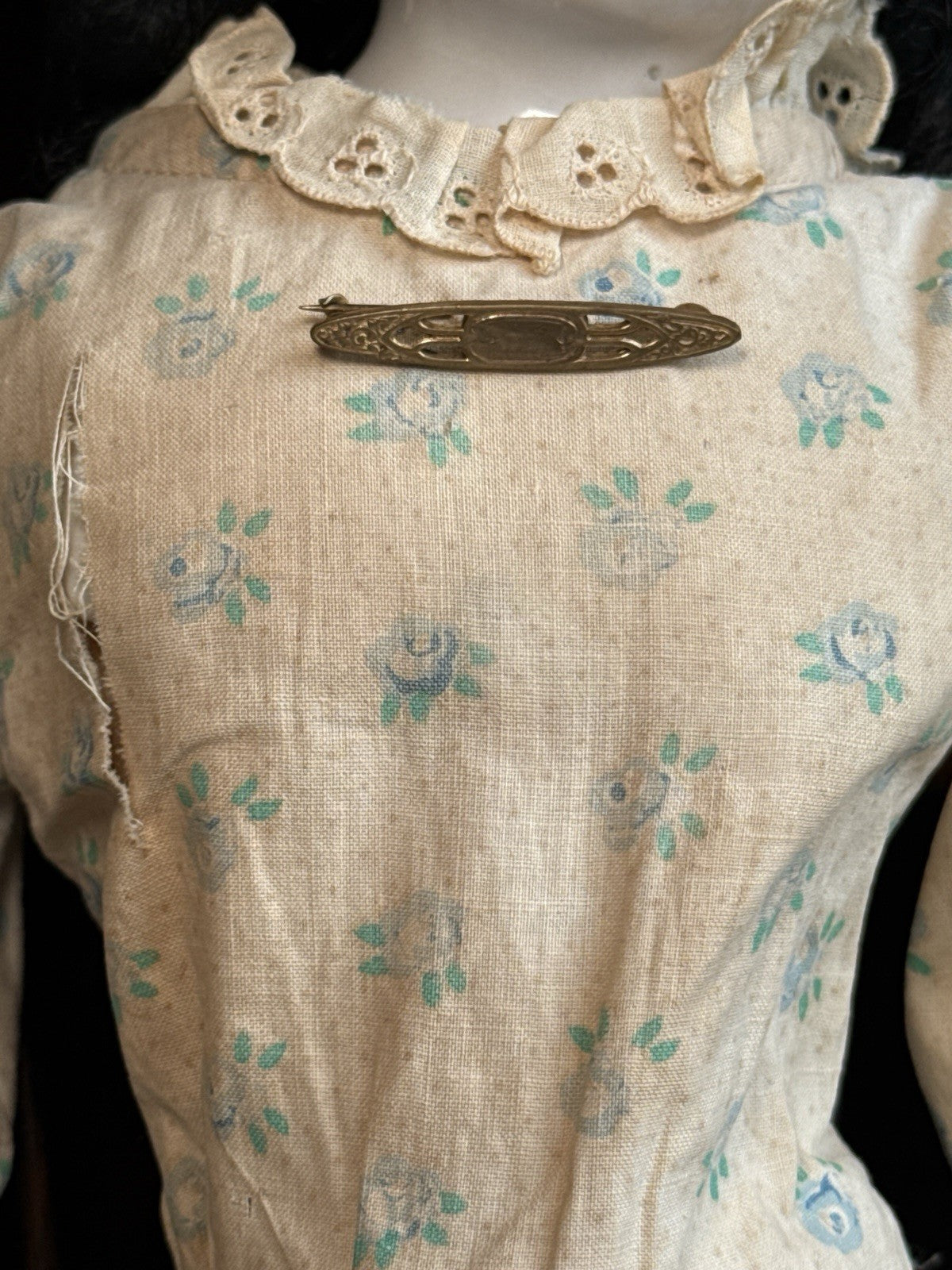 Antique German 21” Biedermeier Bald China Shoulder Head Doll