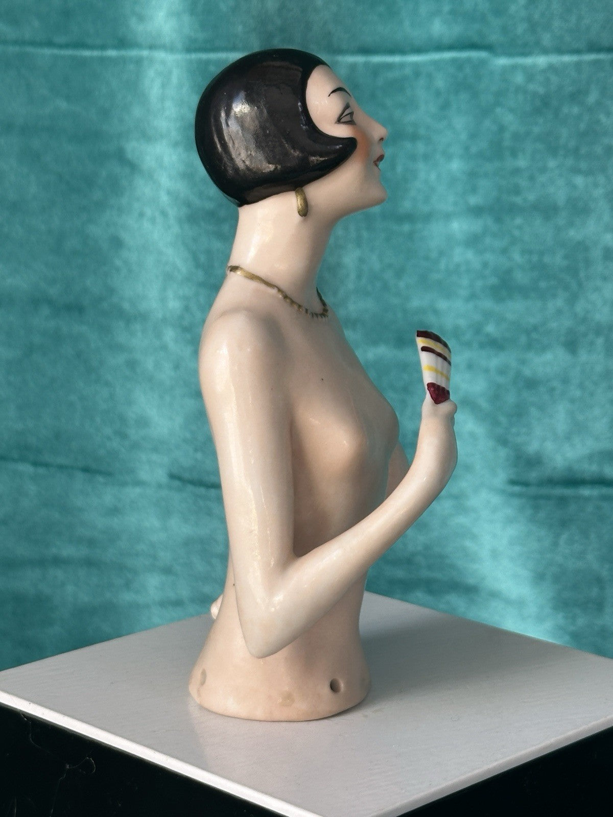 Antique German Art Deco Flapper Pin Cushion Half 5 1/2” Doll