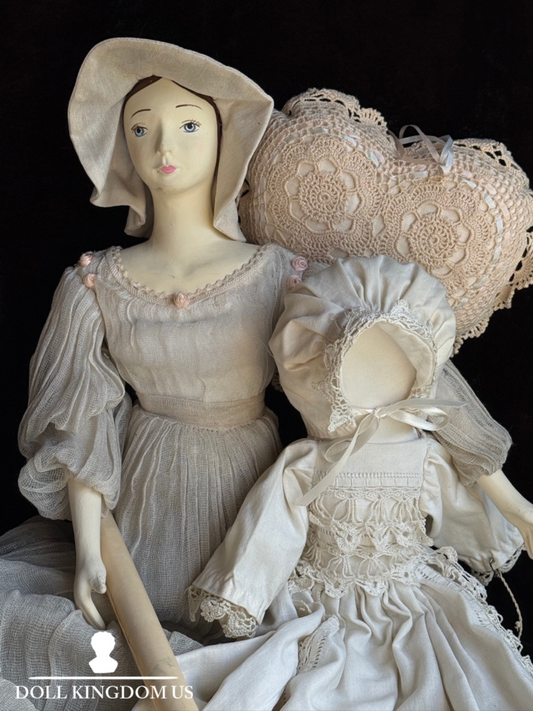 Vintage Folk Art Lot of Cloth Primitive Dolls Crochet Pillow Decoration