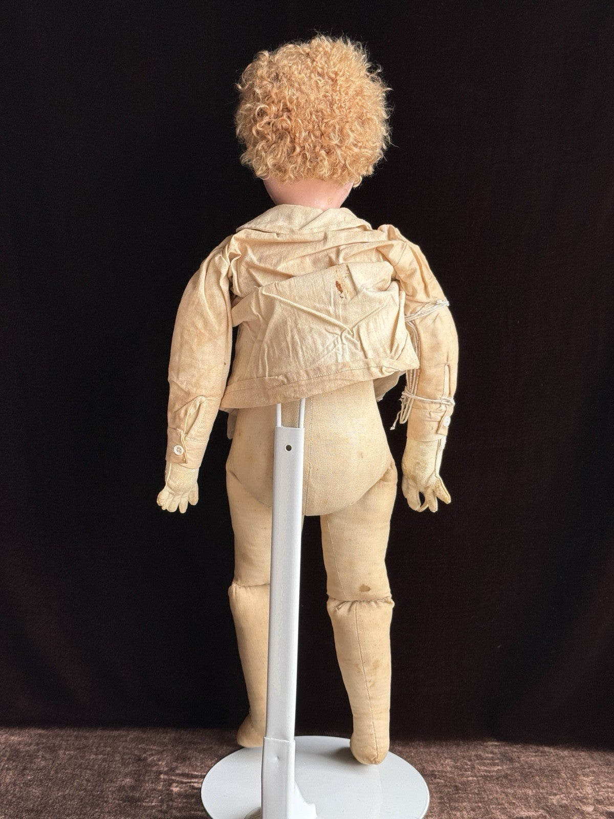 Large Antique German 25” Minerva Metal Tin Head Boy Doll