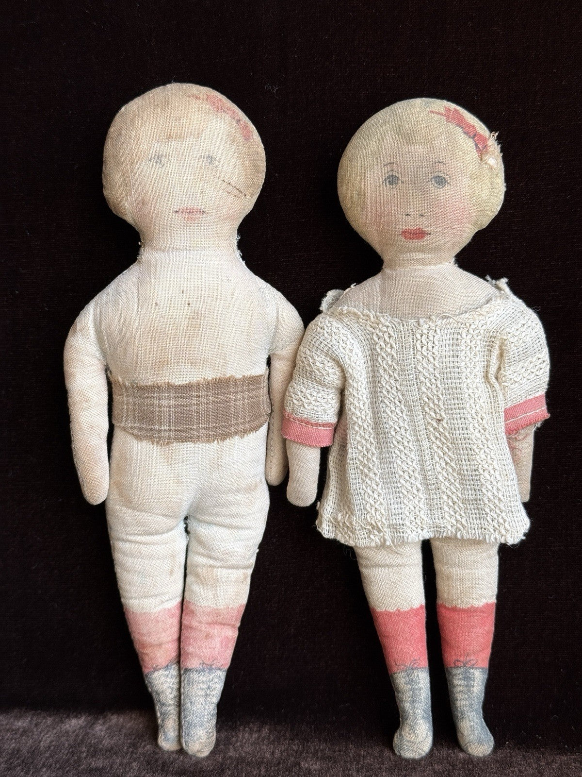 Antique Large 25” Art Fabric Mills Merrie Marie Lithograph Cloth Rag Doll