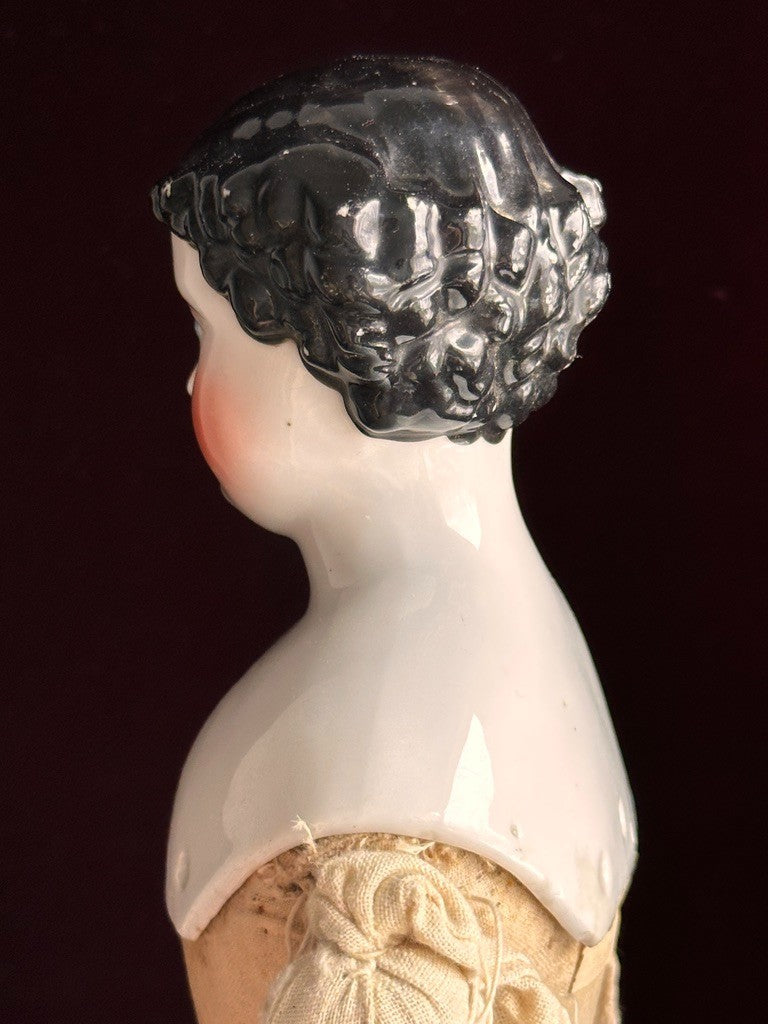 Antique German 18.5” Flat Top Highbrow China Shoulder Head Doll