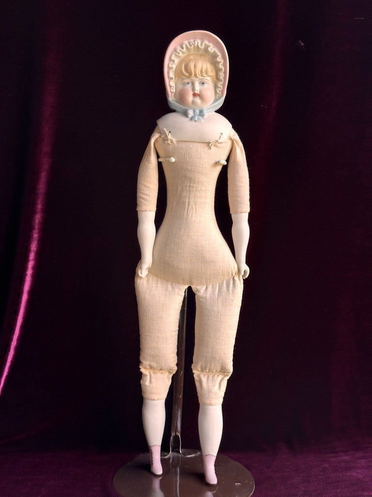 Vintage '59 21" Reproduction of Antique German Hertwig Parian Bonnet China Doll