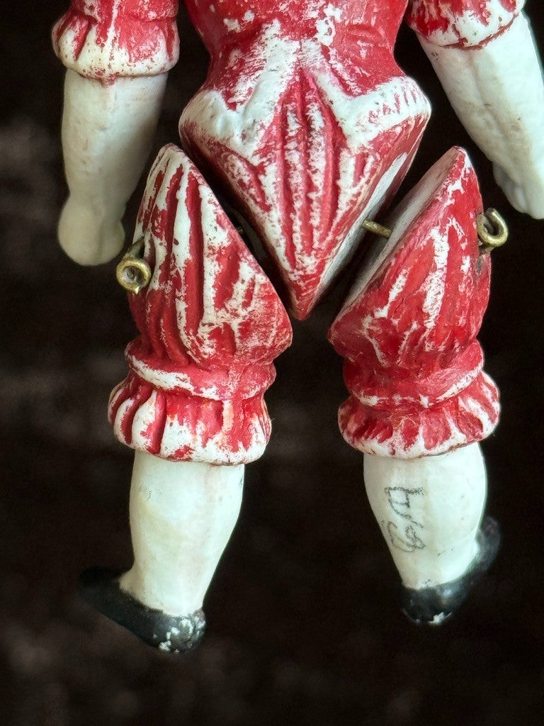 Antique German Miniature All Bisque Punch and Judy Dollhouse Character Doll
