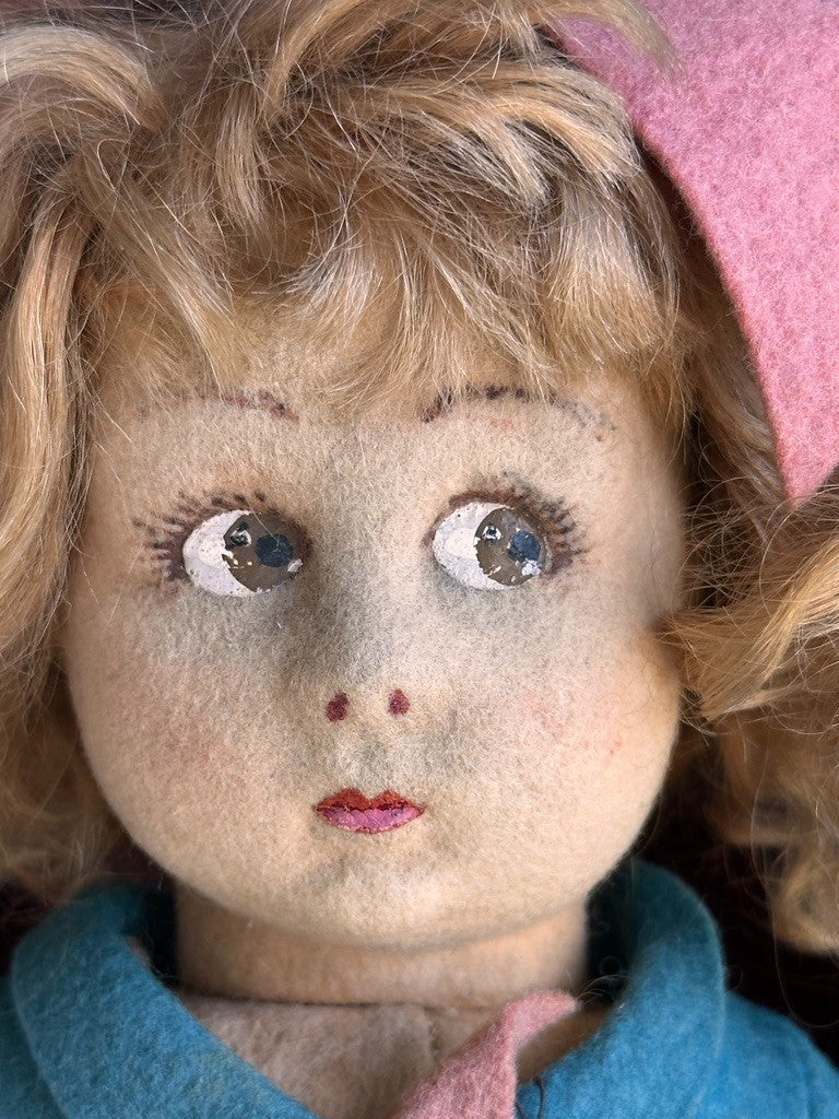 Vintage Italian 12” Lenci 111 Felt Cloth Character Girl Doll