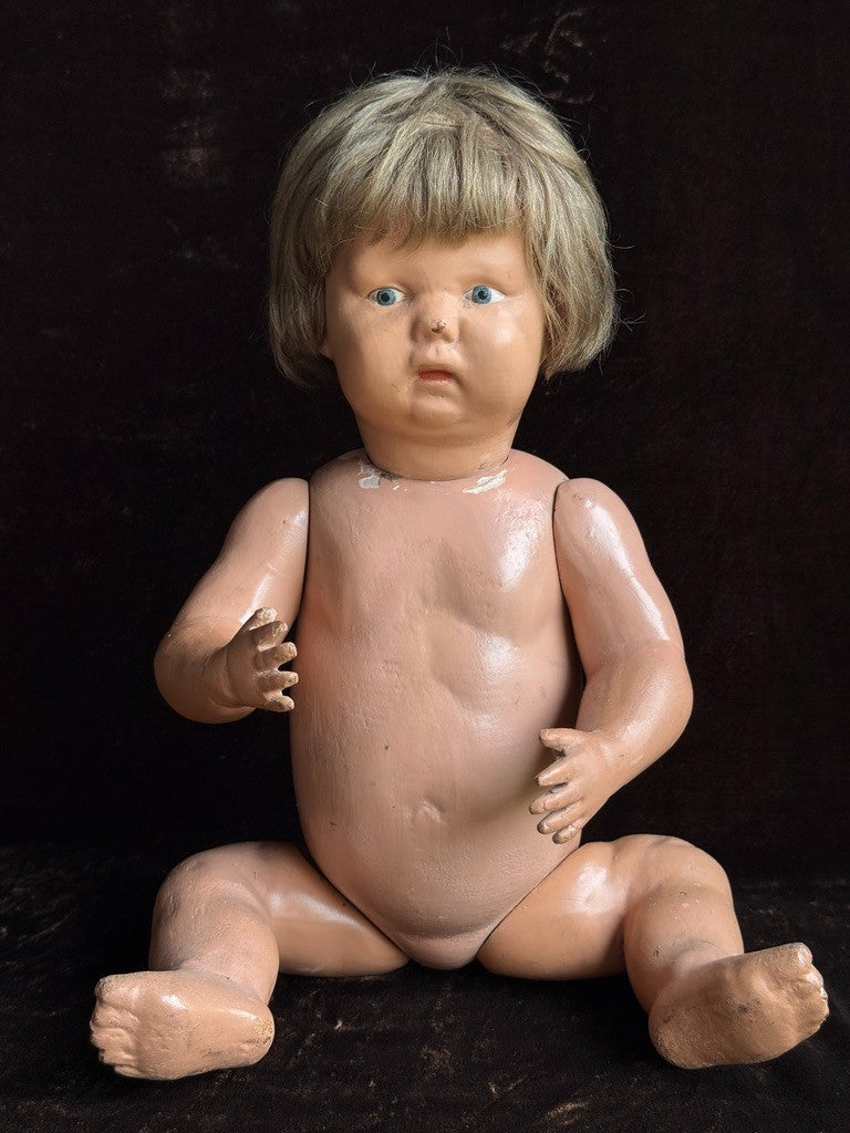 Antique American 14.5” Schoenhut Wooden Baby Doll