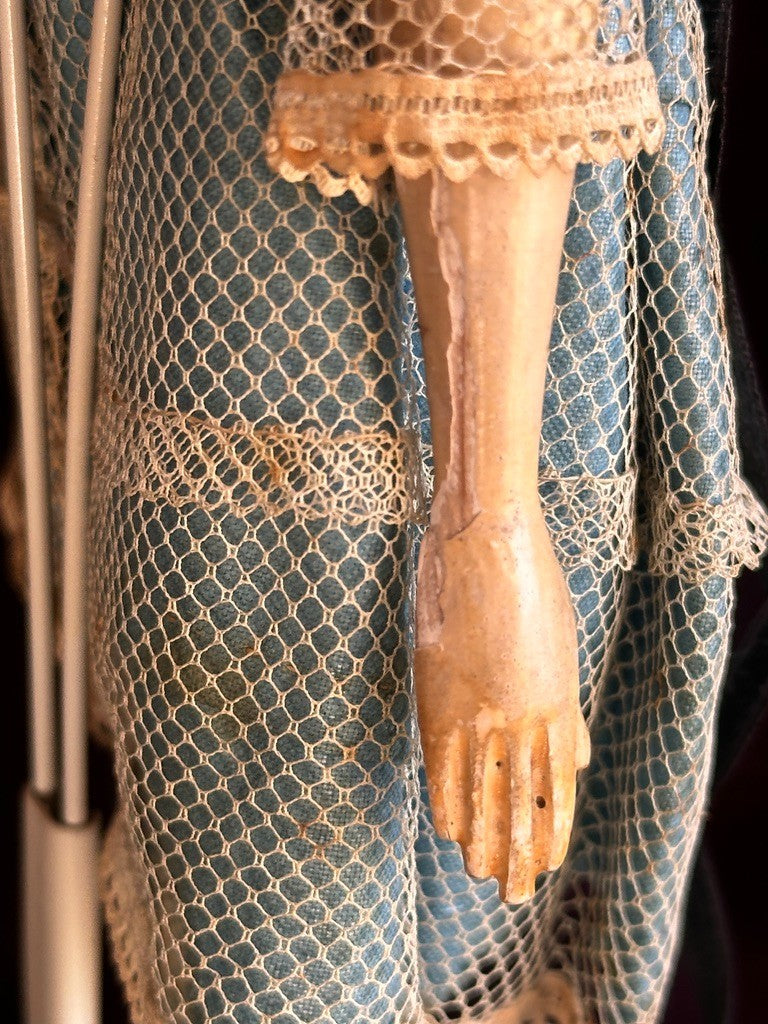 Antique German 12.75” Papier Mache Milliner’s Model Apollo Knot Coiffure Doll