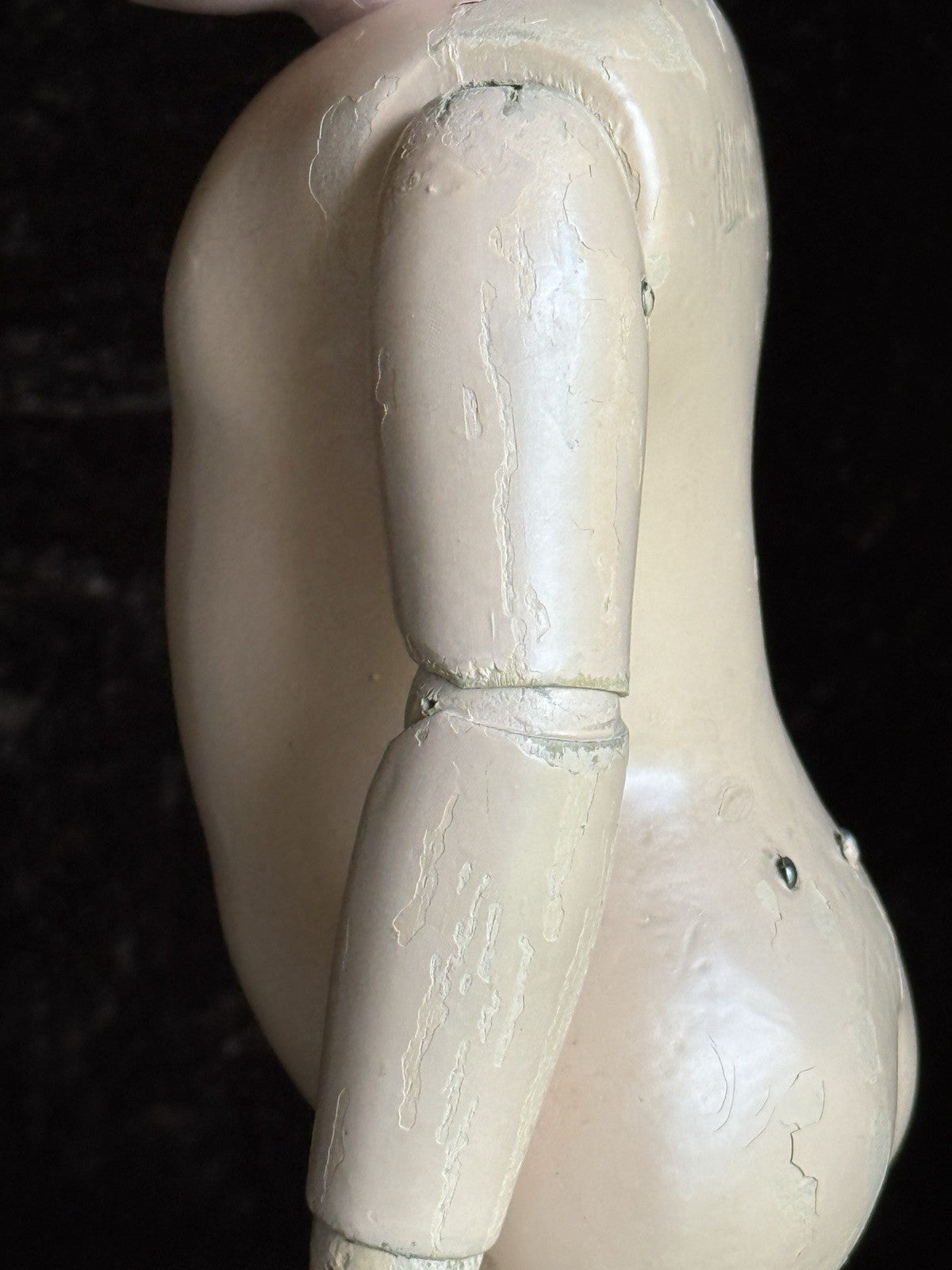 Antique American 16.5” Schoenhut 102 Series Wooden Doll Carved Braided Hair Bow