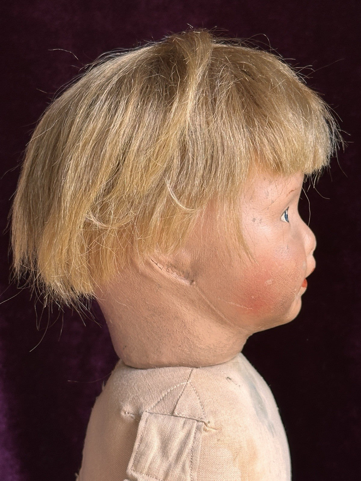 Antique American 19” Kamkins Cloth Oil Painted Doll